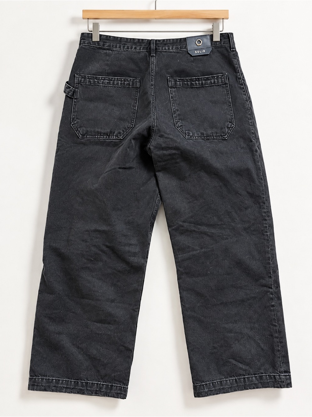 Solid Men's Straight Jeans in Washed Black